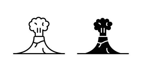 Volcano icon collection in black, Line icons, flat symbols イラスト素材
