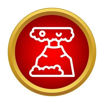 Volcano icon erupting with ash and lava Stock Illustration