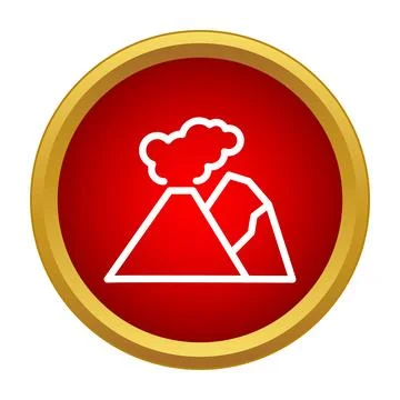 Volcano icon erupting with ash as natural disaster symbol Stock Illustration
