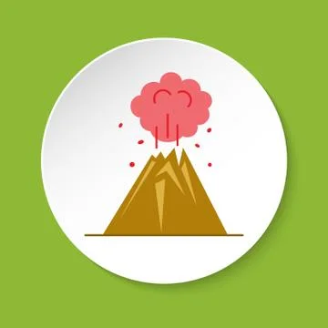 Volcano icon in flat style Stock Illustration