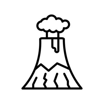 Volcano icon linear logo mark in black and white Stock Illustration