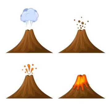 Volcano Icon Set Isolated on White Background. Vector Stockillustratie