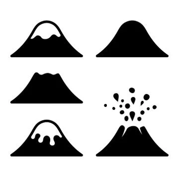 Volcano Icons Set. Vector Illustrazione stock
