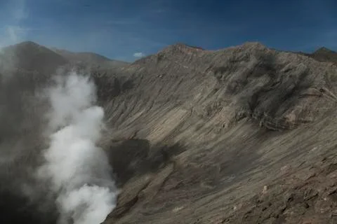 Volcano Ijen, Java, Indonesia, bright colorful vivid theme Stock Photos
