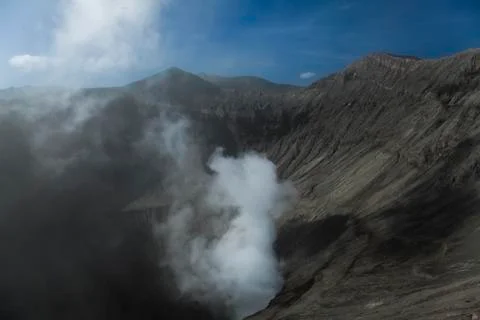 Volcano Ijen, Java, Indonesia, bright colorful vivid theme Stock Photos