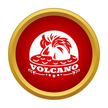 Volcano island eruption flat style icon design Stock Illustration