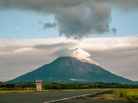 Volcano on an island Stock Photos