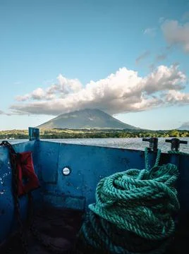 Volcano on an island Stock Photos