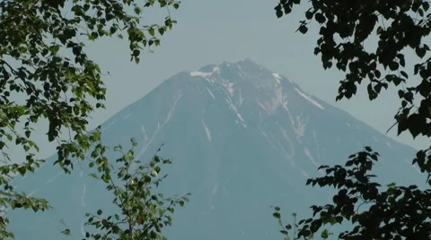 The volcano, it is interesting to look at it from everywhere, zoom in Stock Footage 8557663