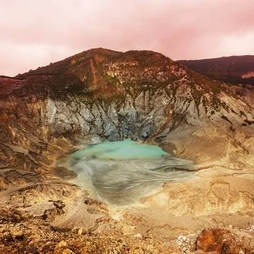Volcano in Java Crater lake of Tangkuban Perahu, Bandung, West Java, Indon... Stock-Fotos