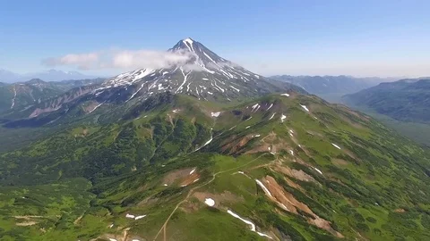 Volcano in Kamchatka. The span of the camera to the volcano Stock Footage 72682439
