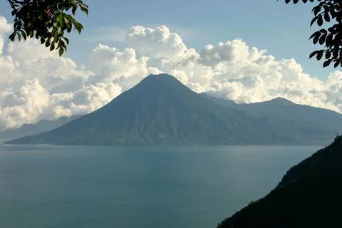 Volcano on Lake Atitlan Stock Photos
