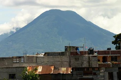 Volcano on Lake Atitlan Stock Photos