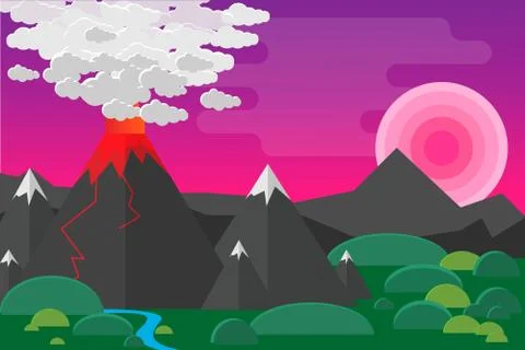 Volcano landscap Stock Illustration