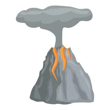Volcano landscape icon cartoon vector. Volcanic eruption Illustrazione stock