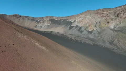 Volcano lava ashes dune close up aerial view in Hawaii during sunrise, 4K Video stock 196918564