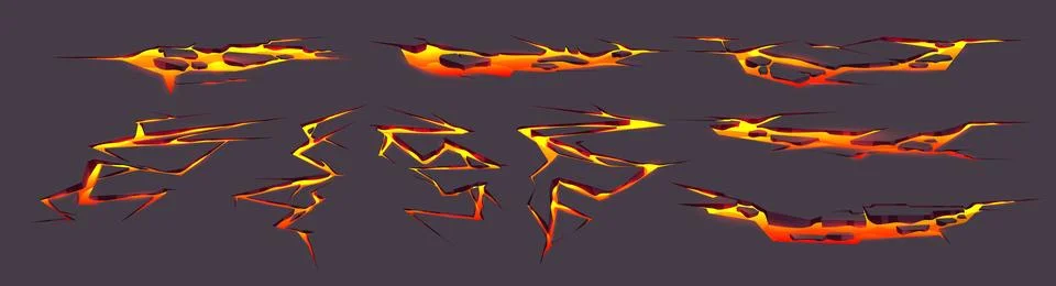 Volcano lava crack texture effect in ground vector Illustrazione stock
