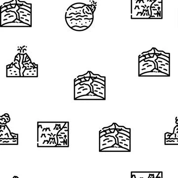 Volcano Lava Eruption Vector Seamless Pattern Illustrazione stock