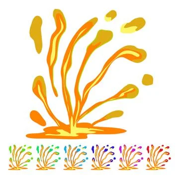 Volcano liquid lava vector cartoon graphic Stock Illustration