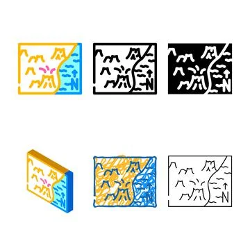 Volcano map color icon vector color variety Stock Illustration