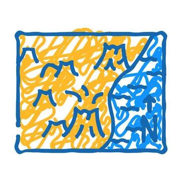 Volcano map icon doodle illustration Illustrazione stock