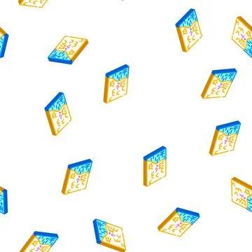 Volcano map isometric icon seamless pattern color Stock Illustration