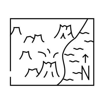 Volcano map line icon vector illustration black Illustrazione stock