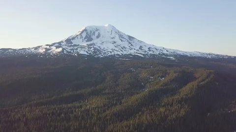 Volcano Mount Adams at Sunrise with Smooth Lake Reflection. Washington State USA Stock Footage 128917706
