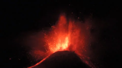 Volcano, Mount Etna Explosive eruption, 17 nov. 2013 Stock Footage 32706623