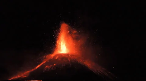 Volcano Mount Etna explosive eruption, 29 november 2013. Stock Footage