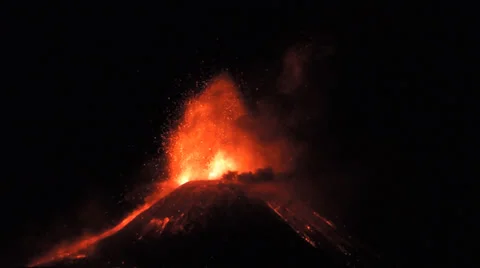 Volcano. Mount Etna explosive eruption. Sicily, Italy 29 november 2013 Stock Footage 32969626