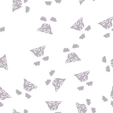 Volcano mountain glyph vector seamless pattern black Stock Illustration