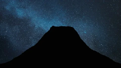 Volcano Mountain by Night: Time Lapse  Stars and Milky Way in Background Stock Footage 201366149