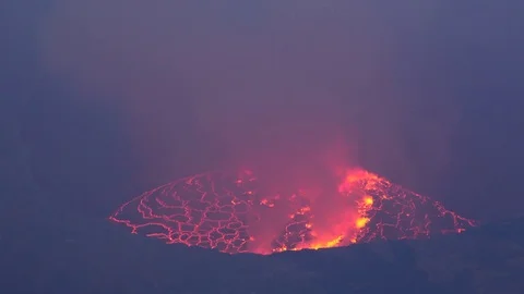 Volcano Nyiragongo, active Stratovolcano, DRC Africa Stock Footage 83368536