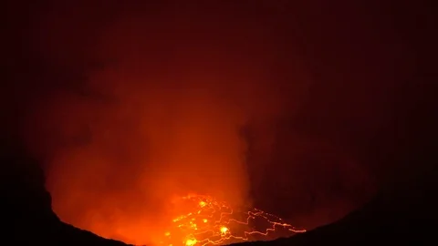 Volcano Nyiragongo, Lava lake, DRC, Africa Video stock 83402629