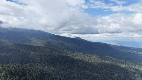 Volcano peak with cloud cap, aerial drone view, Mexico Stock Footage 348236495