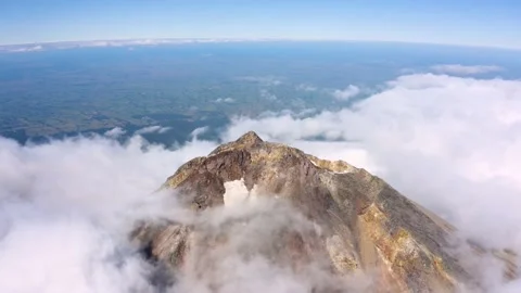 Volcano peak with cloud moving, Mount Taranaki, New Zealand in 4k Stock Footage 145640620