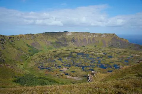 Volcano Rano Kau on Easter Island Foto stock