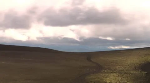 Volcano road clouds timelapse Stock Footage 8985960