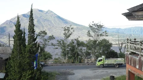 Volcano road valley view Stock Footage 50016343