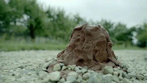 Volcano of salt mass, which is poured lava. Stock Footage 112420099