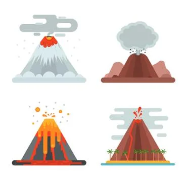 Volcano set vector illustration Stockillustratie