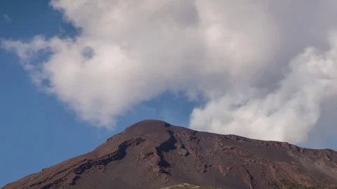 Volcano sicily stromboli lava active italy mountain explosive smoke Stock Footage