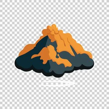Volcano Silhouette With Smoke Cloud erupting black white Stock Illustration