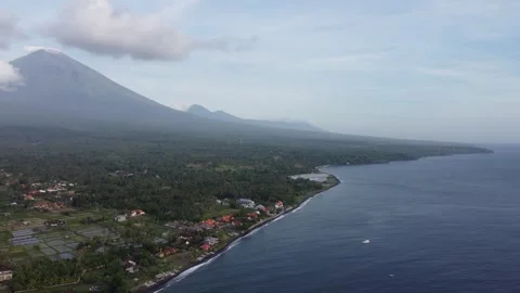 Volcano slope to sea Stock Footage 329908803