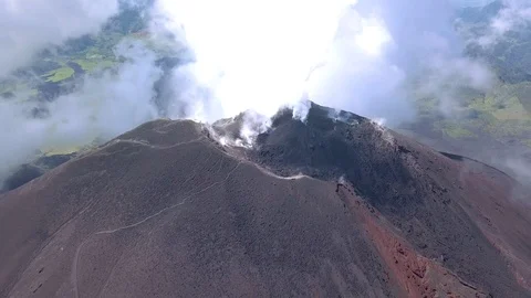 Volcano Smoke Drone Video Eruption Stock Footage 121389337