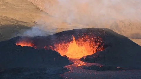 Volcano smoke fire Video stock 273210676