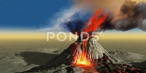 Volcano smoke Stock Illustration