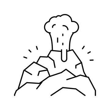Volcano smoke line icon vector illustration 스톡 일러스트