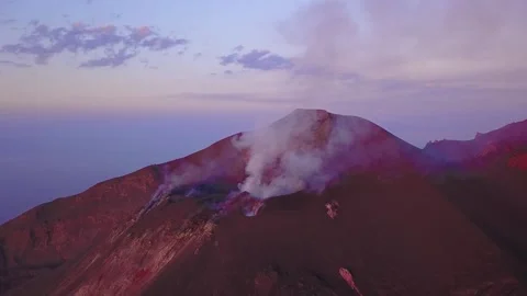 VOLCANO STROMBOLI | DRONE SHOTS | SICILY | CINEMATIC AERIAL 2K Stock Footage 144158080